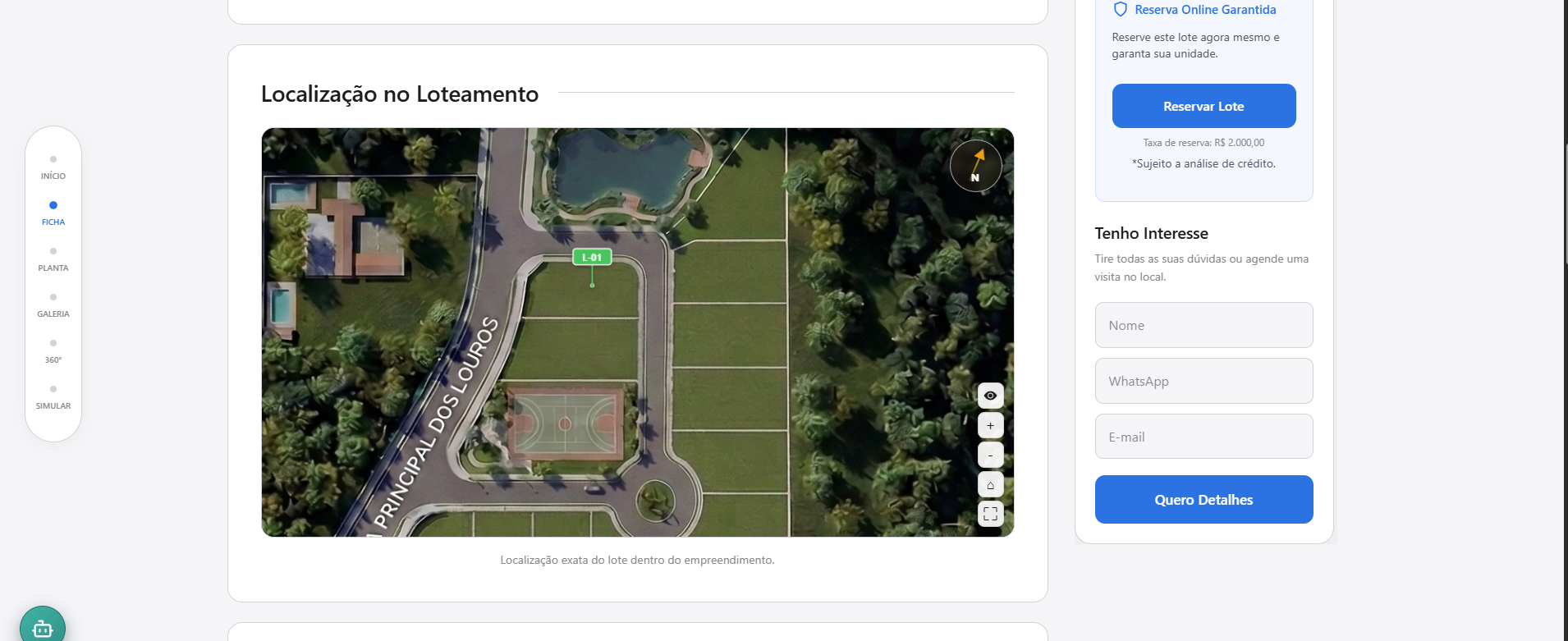 Mapa de localização do lote